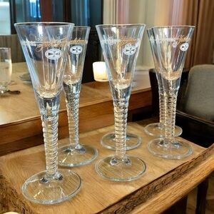 Aalborg Jubilaeums Akvavit,vintage cordial glasses, set of 6, Danish, twist stem